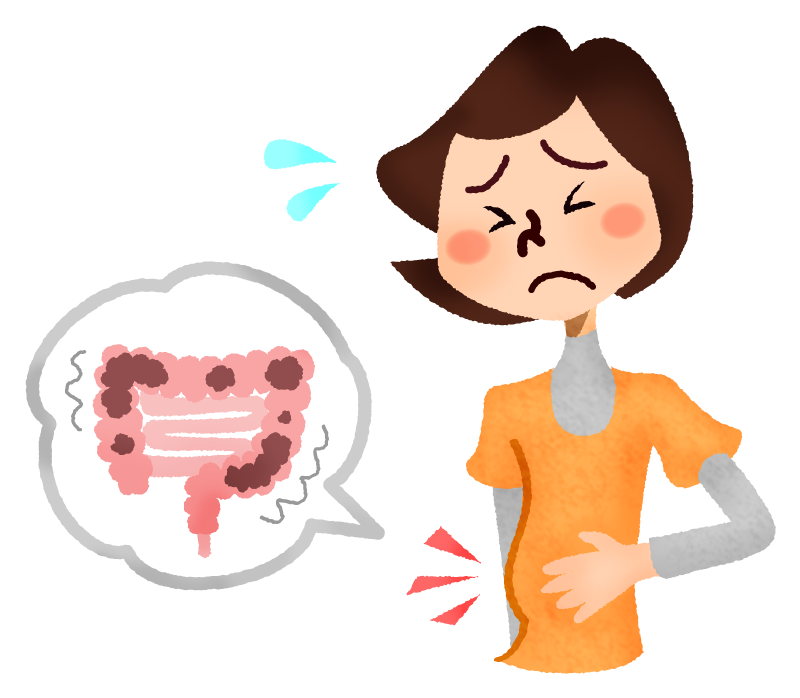 お腹の不快感に悩む女性